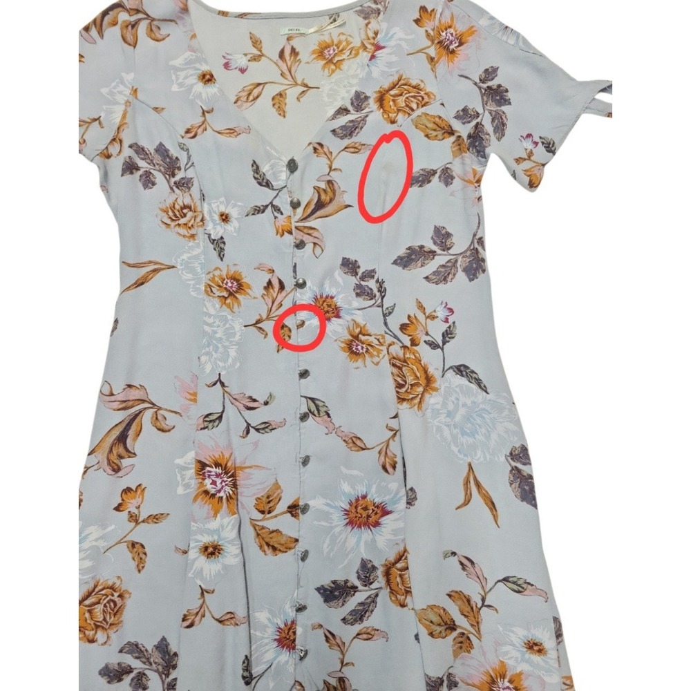 Kimchi Blue Sally Sue Tie-Sleeve Blue Floral Mini Dress Women's Size Large - Picture 11 of 11
